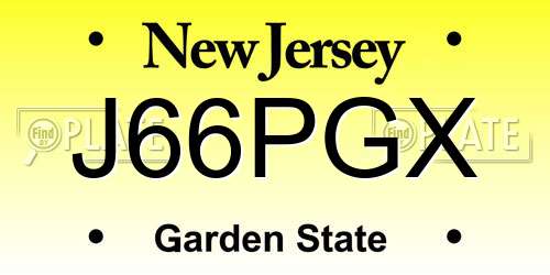 J66PGX New Jersey License Plate