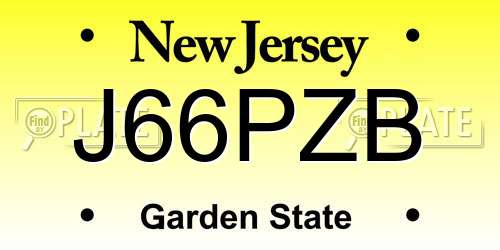 J66PZB New Jersey License Plate