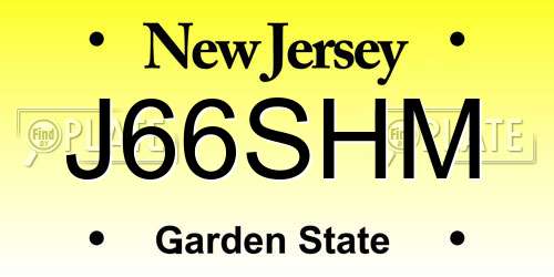 J66SHM New Jersey License Plate