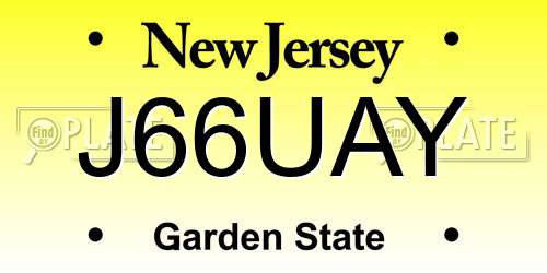 J66UAY New Jersey License Plate