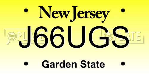 J66UGS New Jersey License Plate
