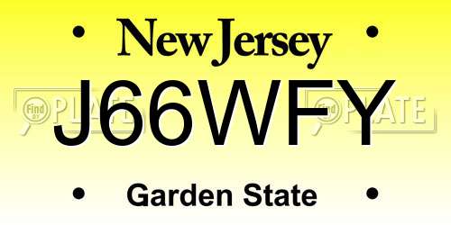J66WFY New Jersey License Plate