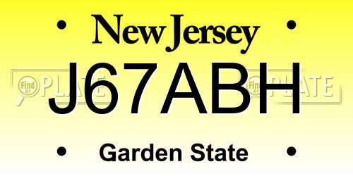 J67ABH New Jersey License Plate