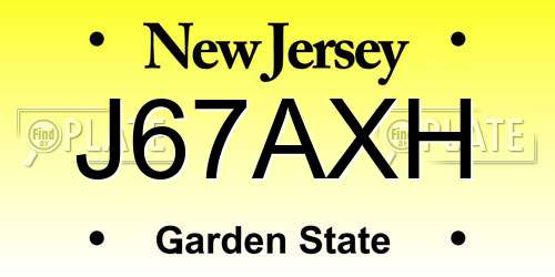 J67AXH New Jersey License Plate