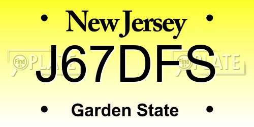J67DFS New Jersey License Plate