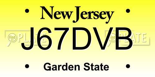 J67DVB New Jersey License Plate