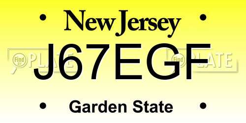 J67EGF New Jersey License Plate