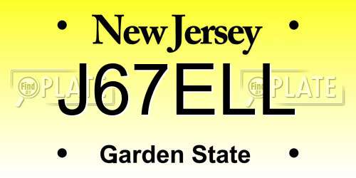 J67ELL New Jersey License Plate