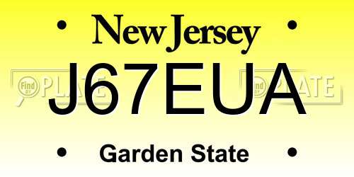 J67EUA New Jersey License Plate