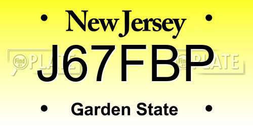 J67FBP New Jersey License Plate