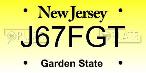 J67FGT New Jersey License Plate