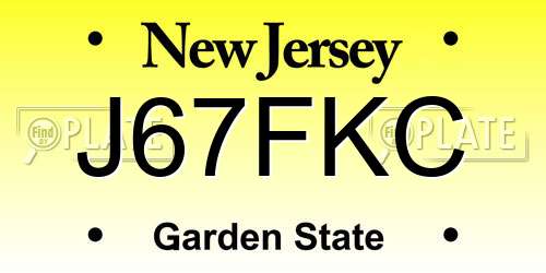 J67FKC New Jersey License Plate