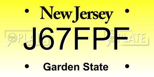 J67FPF New Jersey License Plate
