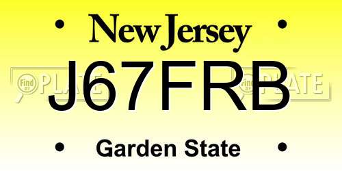 J67FRB New Jersey License Plate