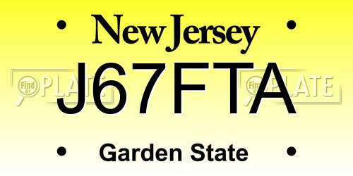 J67FTA New Jersey License Plate