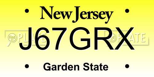 J67GRX New Jersey License Plate