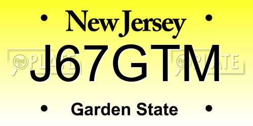 J67GTM New Jersey License Plate