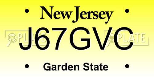 J67GVC New Jersey License Plate