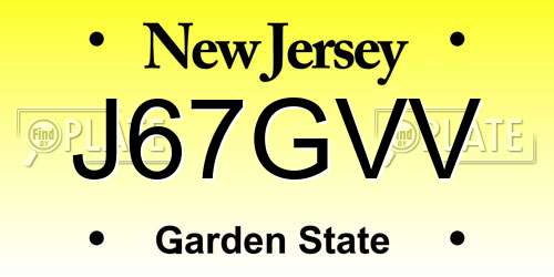 J67GVV New Jersey License Plate