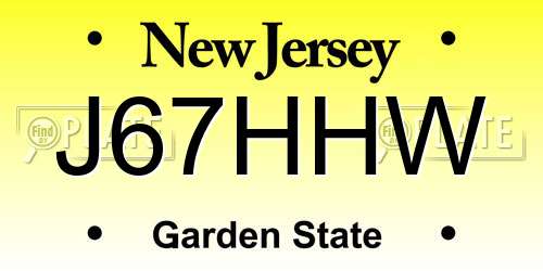 J67HHW New Jersey License Plate