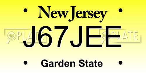 J67JEE New Jersey License Plate