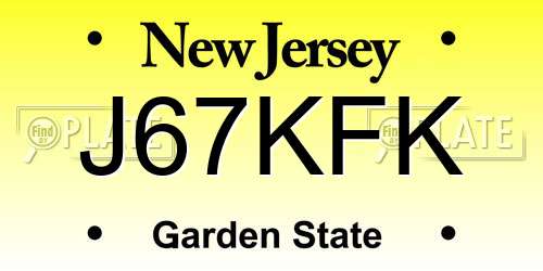 J67KFK New Jersey License Plate