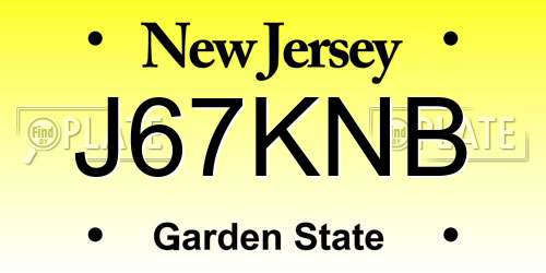 J67KNB New Jersey License Plate