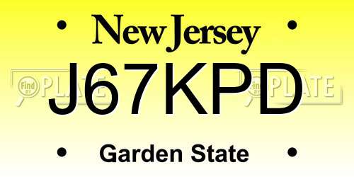 J67KPD New Jersey License Plate
