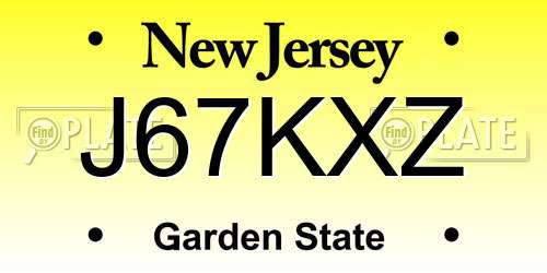 J67KXZ New Jersey License Plate