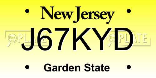 J67KYD New Jersey License Plate