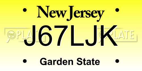 J67LJK New Jersey License Plate