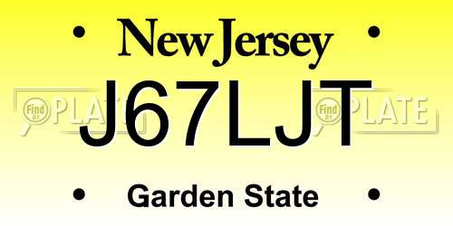 J67LJT New Jersey License Plate