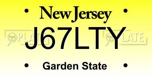 J67LTY New Jersey License Plate