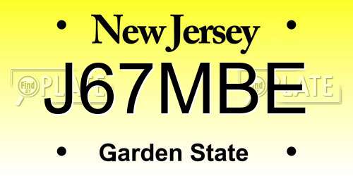J67MBE New Jersey License Plate