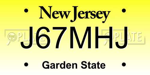 J67MHJ New Jersey License Plate