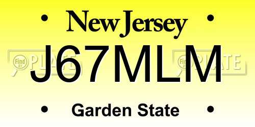 J67MLM New Jersey License Plate