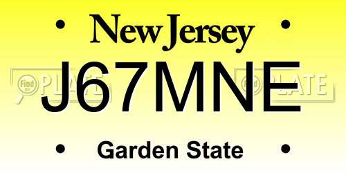 J67MNE New Jersey License Plate