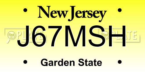 J67MSH New Jersey License Plate