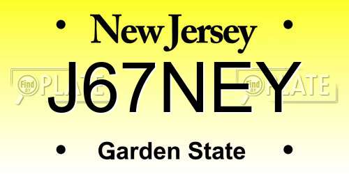 J67NEY New Jersey License Plate