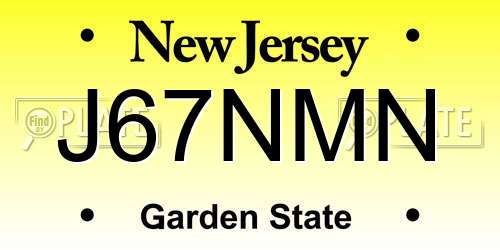 J67NMN New Jersey License Plate