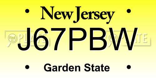 J67PBW New Jersey License Plate