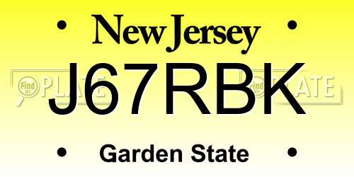 J67RBK New Jersey License Plate