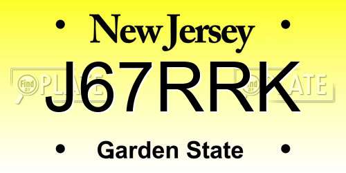 J67RRK New Jersey License Plate