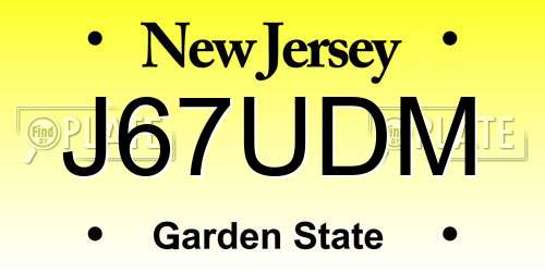 J67UDM New Jersey License Plate