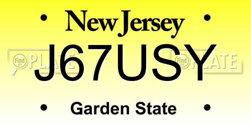 J67USY New Jersey License Plate