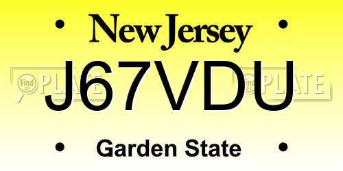 J67VDU New Jersey License Plate