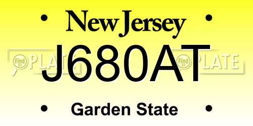J680AT New Jersey License Plate