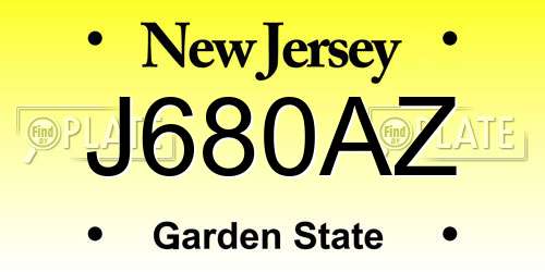 J680AZ New Jersey License Plate