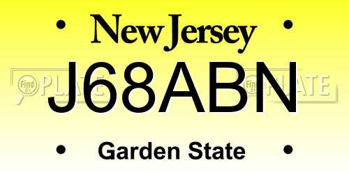 J68ABN New Jersey License Plate