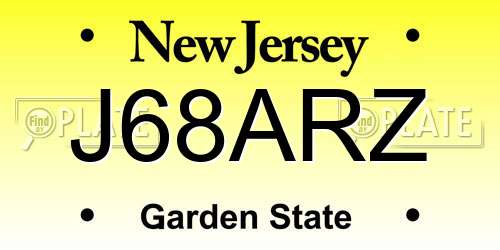 J68ARZ New Jersey License Plate